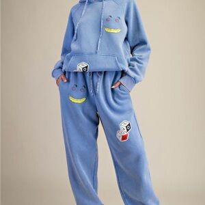 Playful Blue Hoodie and Sweatpants Set